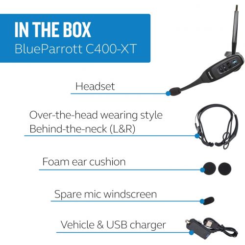  [아마존베스트]BlueParrott C400-XT Voice-Controlled Bluetooth Headset  Industry Leading Sound with Long Wireless Range, Noise-Cancelling, Extreme Comfort and Up to 24 Hours of Talk Time