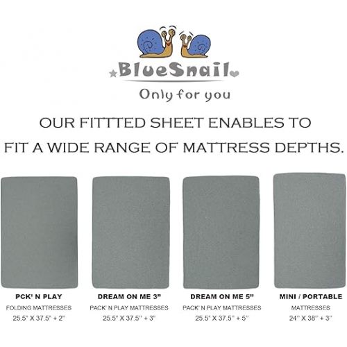  BlueSnail Waterproof Crib Fitted Sheets, Crib Mattress Protector for Standard Crib and Toddler Mattresses(2 Pack,Heather Gray)