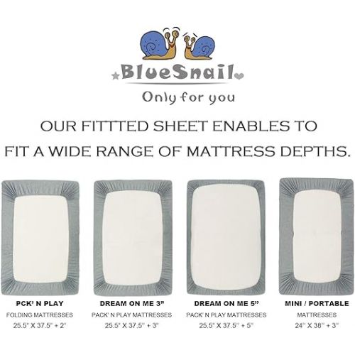  BlueSnail Waterproof Fitted Pack N Play Playard Sheet- Fits All Baby Portable Mini Cribs, Play Yards and Foldable Mattresses (2 Pack, Heather Gray)