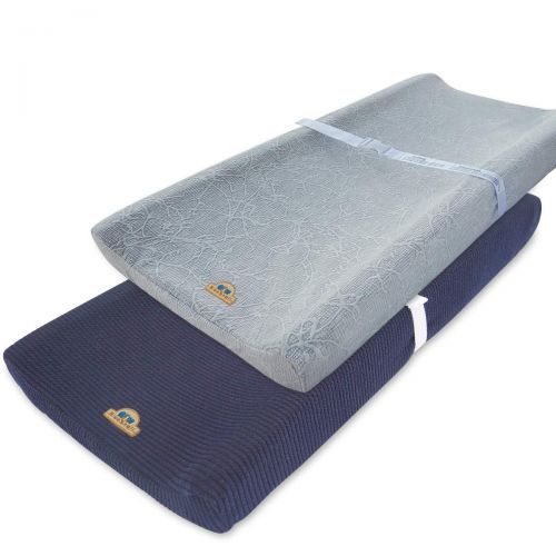  [아마존베스트]Ultra Soft and Stretchy Changing Pad Cover 2pk by BlueSnail (Gray+Navy)