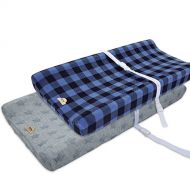 [아마존베스트]BlueSnail Plush Super Soft and Comfy Changing Pad Cover Change Table Cradle Bassinet Sheets for Baby 2-Pack (Navy Plaid)