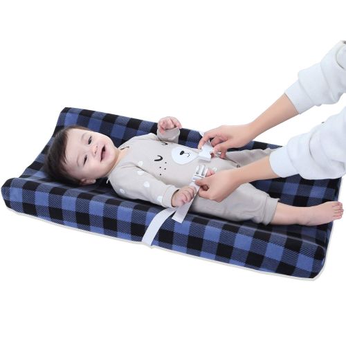  [아마존베스트]BlueSnail Plush Super Soft and Comfy Changing Pad Cover Change Table Cradle Bassinet Sheets for Baby 2-Pack (Navy Plaid)