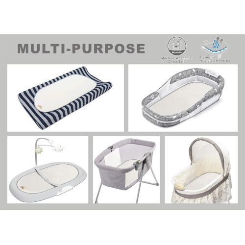  [아마존베스트]BlueSnail Waterproof Changing Pad Liners 3 Count (14X26.5, White), Bassinet Pad Liner