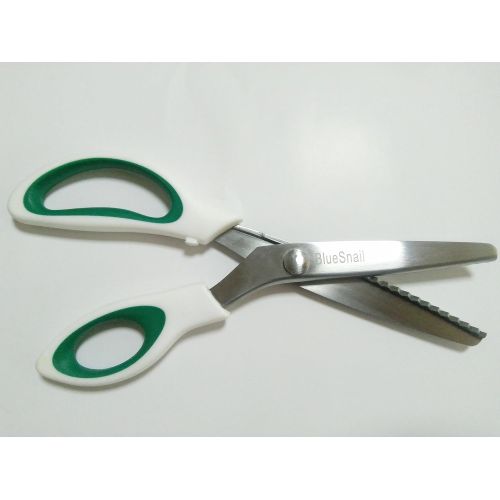  [아마존베스트]BlueSnail Stainless Steel Pinking Shears Comfort Grip Handled Professional Fabric Crafts Dressmaking Zig Zag Cut Scissors Sewing Scissors(Green)