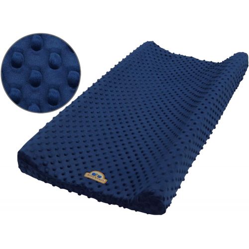  BlueSnail Ultra Soft Minky Dot Chaning Pad Cover 2 Pack (Gray+Navy, 2 Pack)