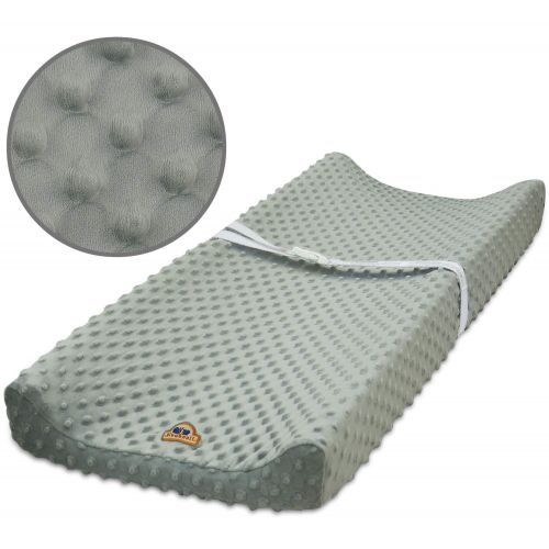  BlueSnail Ultra Soft Minky Dot Chaning Pad Cover 2 Pack (Gray+Navy, 2 Pack)