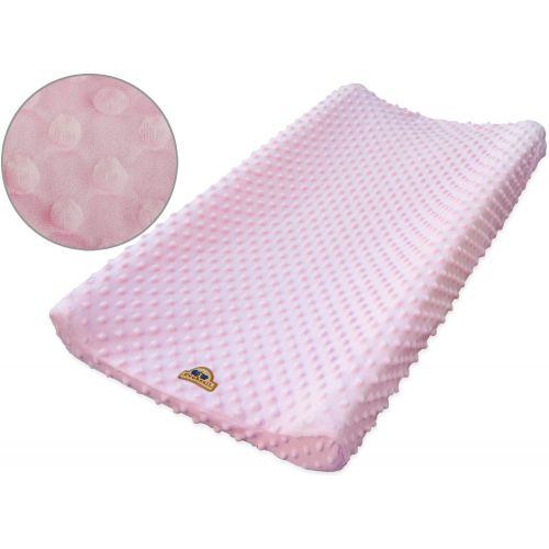  BlueSnail Ultra Soft Minky Dot Chaning Pad Cover 2 Pack (Gray+Pink, 2 Pack)