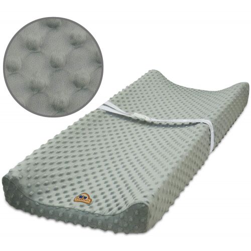  BlueSnail Ultra Soft Minky Dot Chaning Pad Cover 2 Pack (Gray+Pink, 2 Pack)