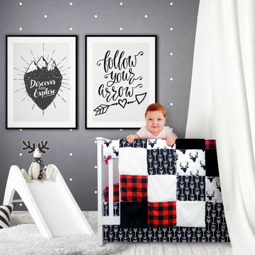  BlueSnail Crib Bedding Sets for Boys - 4 Piece Woodland Set for Baby boy Rustic Nursery Decor | Quilt Blanket, Crib...