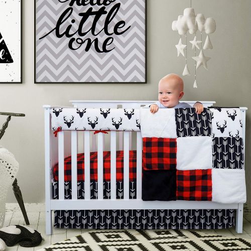  BlueSnail Crib Bedding Sets for Boys - 4 Piece Woodland Set for Baby boy Rustic Nursery Decor | Quilt Blanket, Crib...