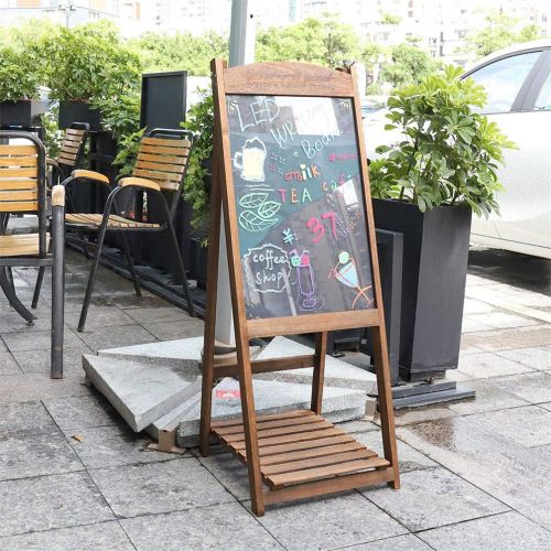  Blue_Bright Wood Frame Chalkboard LED Rustic Easel Erasable Memo Drawing Board Stand Shelf Coffee Color