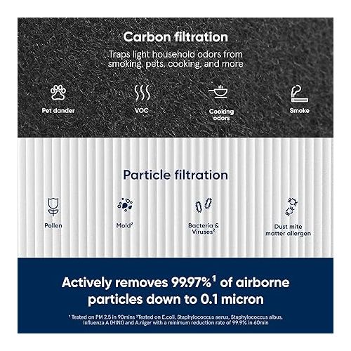  BLUEAIR Blue Pure 411 Auto, 411, 411+ Genuine Replacement Filter, Particle and Activated Carbon, fits Blue Pure 411 Auto, 411 and 411+ Air Purifiers