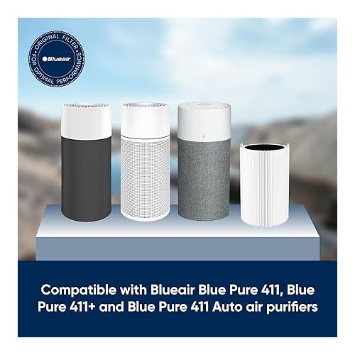  BLUEAIR Blue Pure 411 Auto, 411, 411+ Genuine Replacement Filter, Particle and Activated Carbon, fits Blue Pure 411 Auto, 411 and 411+ Air Purifiers