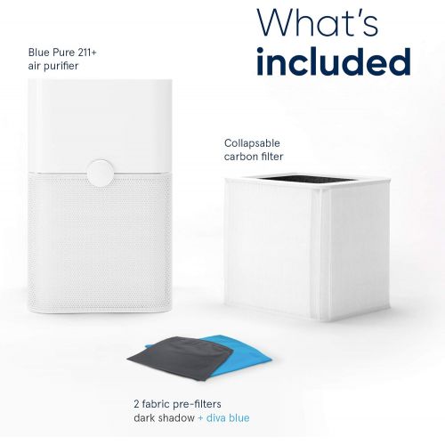  [아마존 핫딜]  [아마존핫딜]Blueair Blue Pure 211+ Air Purifier 3 Stage with Two Washable Pre-Filters, Particle, Carbon Filter, Captures Allergens, Odors, Smoke, Mold, Dust, Germs, Pets, Smokers, Large Room