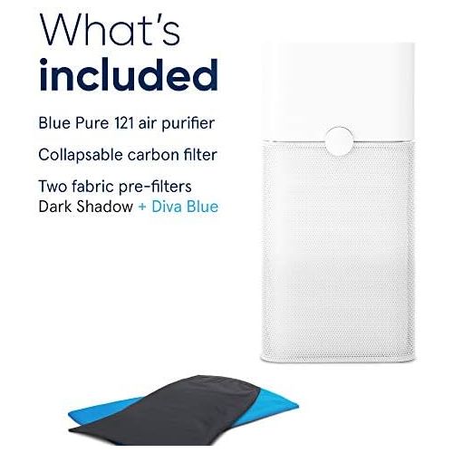  [아마존베스트]Blue Pure 121 Air Purifier with Particle and Carbon Filter for Allergen and Odor Reduction, Two Washable Pre-Filters, Large Rooms, by Blueair