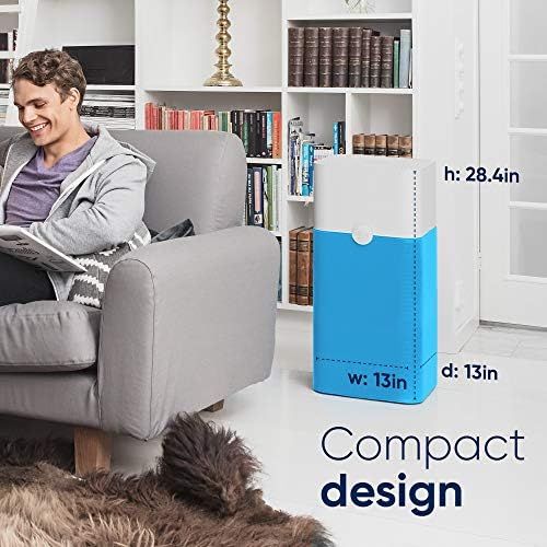  [아마존베스트]Blue Pure 121 Air Purifier with Particle and Carbon Filter for Allergen and Odor Reduction, Two Washable Pre-Filters, Large Rooms, by Blueair