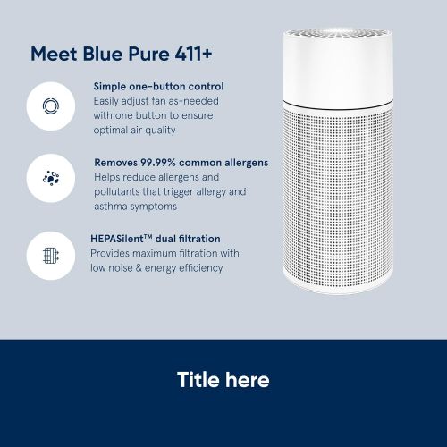  BLUEAIR Air Purifier for Home Allergies Pet Dander Viruses in Small Rooms, 3 Stage Filtration, Removes 99.97% Pollen Dust Mold Viruses, Blue 411+ with Washable Pre-filter