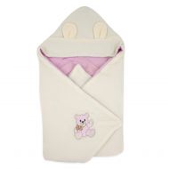 BlueberryShop Thermo Terry Baby Swaddle Wrap Car Seat Blanket with a Hood | Sleeping Bag for Newborns | Intended for Kids Aged 0-3 Months | Perfect as a Baby Shower Gift | Pink