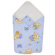 BlueberryShop Cotton Baby Swaddle Wrap Car Seat Blanket | Sleeping Bag for Newborns | 78 x 78 cm | Perfect for Prams & Cots | Intended for Kids Aged 0-3 Months | Blue Bear