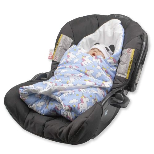  BlueberryShop Cotton Baby Swaddle Wrap Car Seat Blanket | Sleeping Bag for Newborns | 78 x 78 cm | Perfect for Prams & Cots | Intended for Kids Aged 0-3 Months | Blue Bear