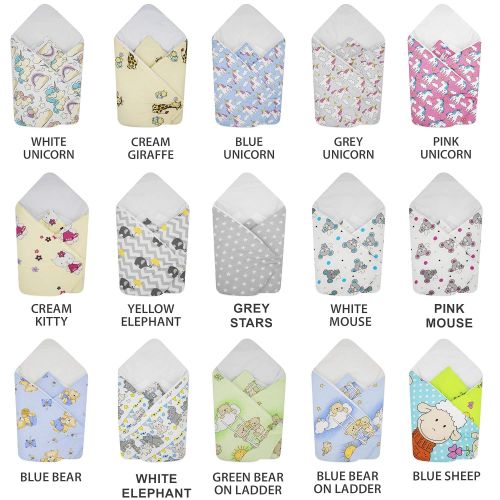  BlueberryShop Cotton Baby Swaddle Wrap Car Seat Blanket | Sleeping Bag for Newborns | 78 x 78 cm | Perfect for Prams & Cots | Intended for Kids Aged 0-3 Months | Blue Bear