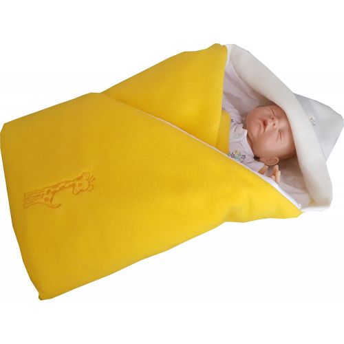  BlueberryShop Luxurious Fleece Very Warm Swaddle Wrap Blanket Sleeping Bag Baby Shower Gift Present 0-3m (0-3m) (78 x 78 cm) Yellow Giraffe