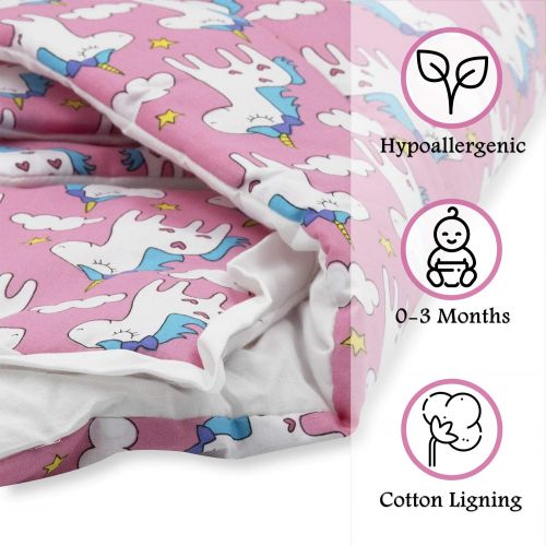  BlueberryShop Cotton Baby Swaddle Wrap Bedding Blanket with Pillow | Sleeping Bag for Newborns | Intended for Kids Aged 0-3 Months | Perfect as a Baby Shower Gift | 78 x 78 cm | Cr