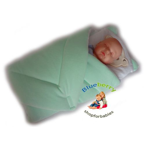 BlueberryShop Velour Baby Swaddle Wrap Bedding Blanket with Pillow | Sleeping Bag for Newborns | Intended for Kids Aged 0-3 Months | Perfect as a Baby Shower Gift | 78 x 78 cm | Gr