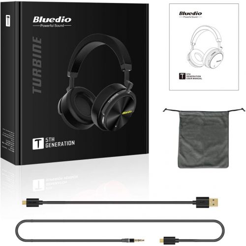  [아마존 핫딜] [아마존핫딜]Bluedio T5 Active Noise Cancelling Headphones Over Ear Wireless Bluetooth Headphones with Mic Portable Stereo Headsets for Cell Phones Travel Work(Black)