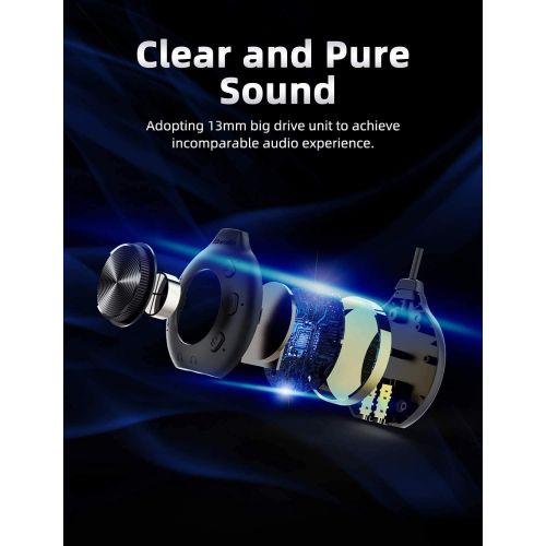  Wired Earphones in-Ear Earbud Headphones with Microphone, Bluedio Li Pro Noise Isolating Headphones Volume Control for PC Laptop with 7.1 Channel Sound Card Driver for All 3.5mm In