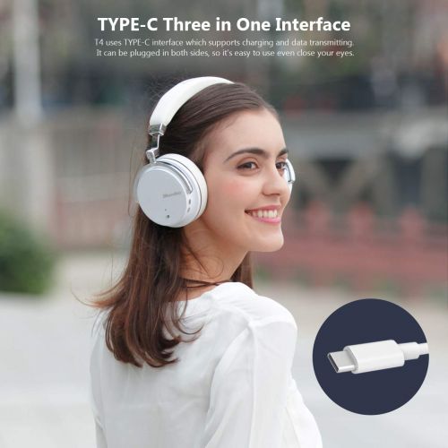  Bluedio T4 (Turbine) Active Noise Cancelling Bluetooth Headphones with Mic Over-ear Swiveling Wired and Wireless headphones Headset for Cell PhoneTVPC bass fashion (White)