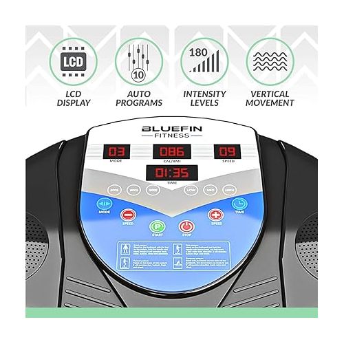  Bluefin Fitness Vibration Platform | Pro Model | Upgraded Design with Silent Motors and Built in Speakers