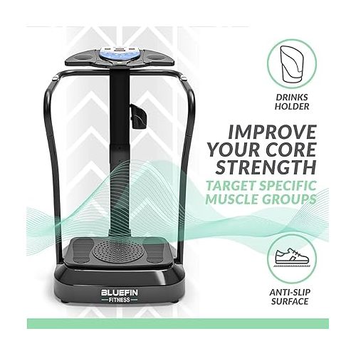  Bluefin Fitness Vibration Platform | Pro Model | Upgraded Design with Silent Motors and Built in Speakers