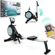 Bluefin Fitness Blade Air Rowing Machine Home Use Foldable Dual Magnetic + Air Resistance Rower Kinomap Live Video Streaming Video Coaching & Training LCD Digital Console Smartphon