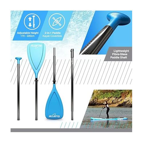  Bluefin Cruise SUP Inflatable Stand Up Paddle Board | Premium Paddleboard Accessories | Multiple Sizes: Kids, 9'8, 10'4, 10’8, 12’, 15'