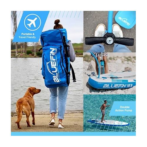  Bluefin Cruise SUP Inflatable Stand Up Paddle Board | Premium Paddleboard Accessories | Multiple Sizes: Kids, 9'8, 10'4, 10’8, 12’, 15'