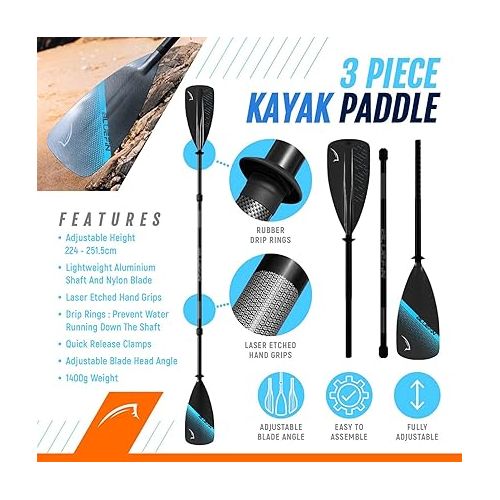  Premium Bluefin Ranger & Scout Inflatable Kayak - Inflatable 1 & 2 Person Kayak Accessories: Pump, Paddle Phone Case and Backpack - Inflatable Canoe Alternative for Adults & Family