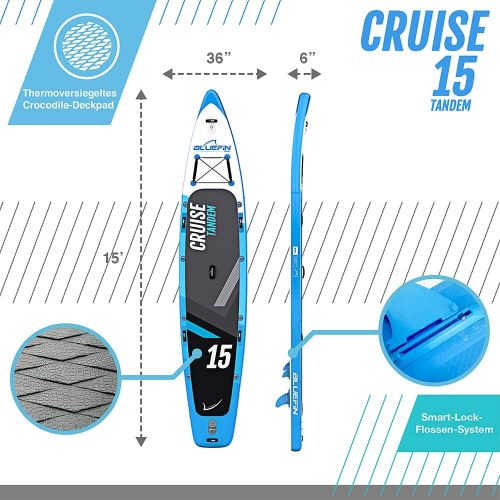  Bluefin SUP Bluefin Cruise SUP Board Set | Aufblasbares Stand Up Paddle Board | 6 Zoll Dick | Fiberglas Paddel | Kajak Sitz | Komplettes Zubehoer | 5 Jahre Garantie