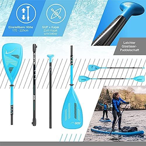  Bluefin SUP aufblasbares Stand Up Paddle Board Set / Mit Hochdruck-Pumpe, 3-teiliges Paddel zur Kajak Konvertierung / Kajaksitz, Sicherungsleine, Tasche & Reparaturset / 330cm / 36