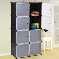 Bluefringe Cube Storage Organizer, 8-Cube DIY Modular Storage Cabinet Portable 4-Tier Bookcase Shelf Closet with Translucent Design for Clothes, Shoes, Toys