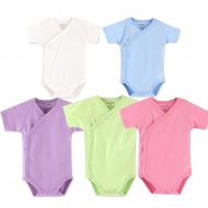 Blueleyu Baby Boys Girls Short Sleeves Kimono Onsies Cotton Baby Side-snap Bodysuit Pack of Cardigan Onsies for Infants