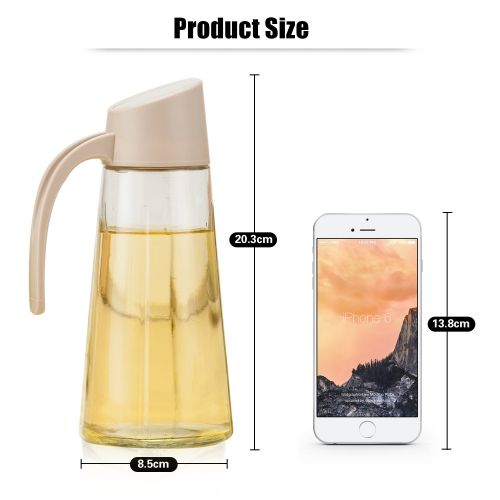  Bluesim Olive Oil Dispenser Bottle, Vinegar Dispensing Cruets, 17 Oz Condiment Oil Glass Bottle, Apricot