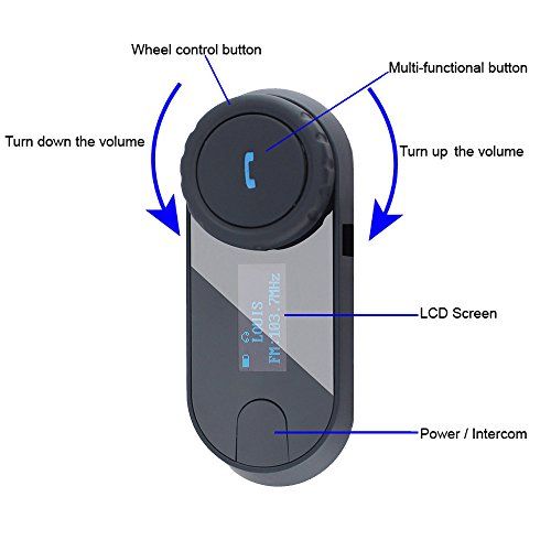  FreedConn Bluetooth Helmet Communication Intercom Systems for Motorcycle, LCD Screen T-COMSC 800M Two-way Handsfree Bluetooth Interphone Intercom Headset with FM Radio Waterproof (1 Pack)