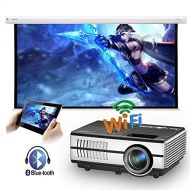 EUG LED Mini Wireless Bluetooth HDMI Projector Portable Home Theater Smart Android Wifi Proyector Multimedia Outdoor Movie Party Entertainment Projectors with Built-in Speakers HDMI US
