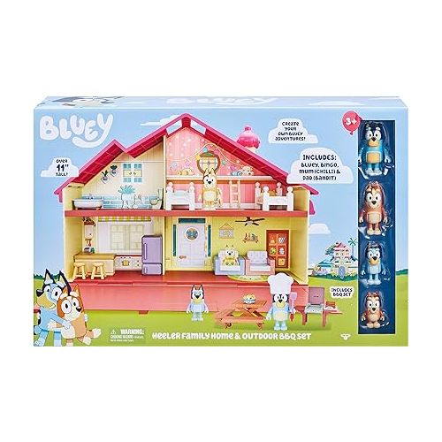  Bluey Mega Bundle Home, BBQ Playset, and 4 Figures | Amazon Exclusive , Multicolor