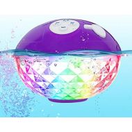 Blufree Portable Bluetooth Speakers Wireless Colorful Lights Show,IPX7 Waterproof Floating Pool Speaker,Built-in Mic Crystal Clear Sound Shower Speaker 50ft Range for Home Party Outdoor Be