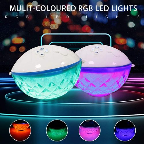  [아마존베스트]Blufree Bluetooth Speakers with Colorful Lights, Portable Speaker IPX7 Waterproof Floatable, Built-in Mic,Crystal Clear Stereo Sound Speakers Bluetooth Wireless 50ft Range for Home Shower