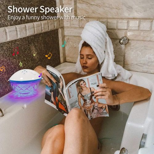  [아마존베스트]Blufree Bluetooth Speakers with Colorful Lights, Portable Speaker IPX7 Waterproof Floatable, Built-in Mic,Crystal Clear Stereo Sound Speakers Bluetooth Wireless 50ft Range for Home Shower