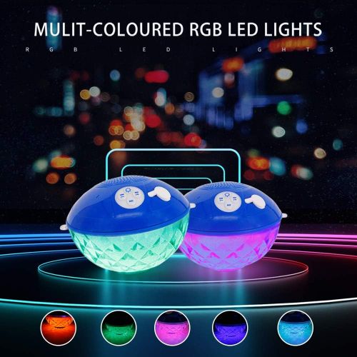  [아마존베스트]Blufree Bluetooth Speakers with Colorful Lights, Portable Speaker IPX7 Waterproof Floatable, Built-in Mic,Crystal Clear Stereo Sound Speakers Bluetooth Wireless 50ft Range for Home Shower