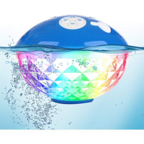  [아마존베스트]Blufree Bluetooth Speakers with Colorful Lights, Portable Speaker IPX7 Waterproof Floatable, Built-in Mic,Crystal Clear Stereo Sound Speakers Bluetooth Wireless 50ft Range for Home Shower